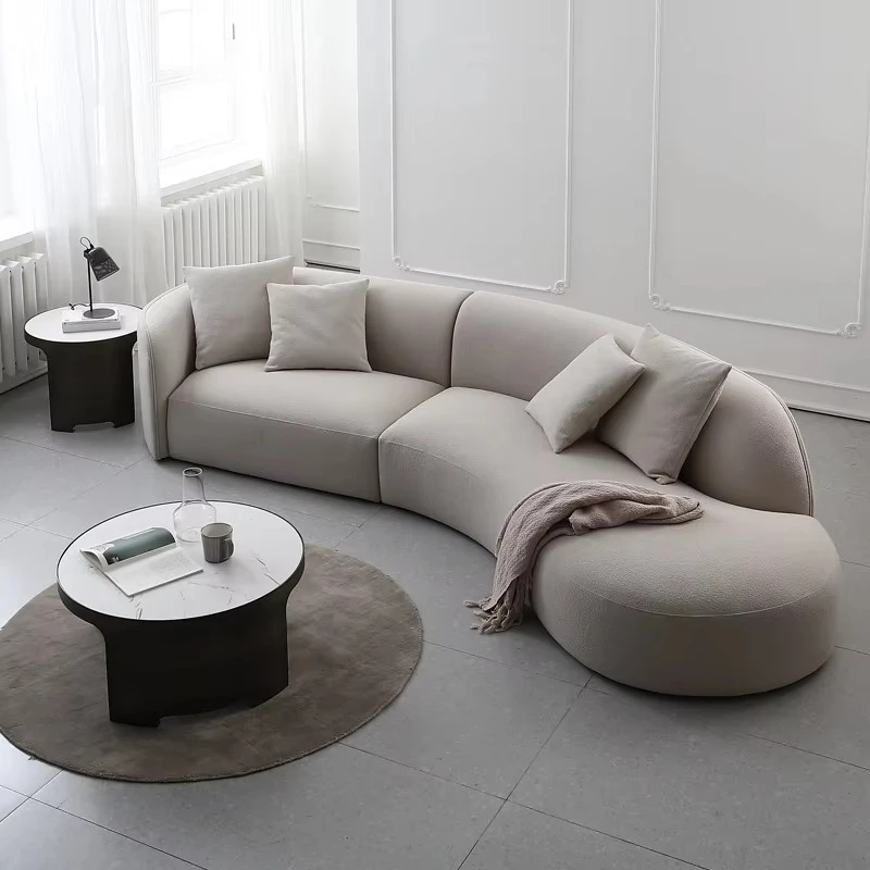 Light luxury modular simple curved corner velvet sofa set