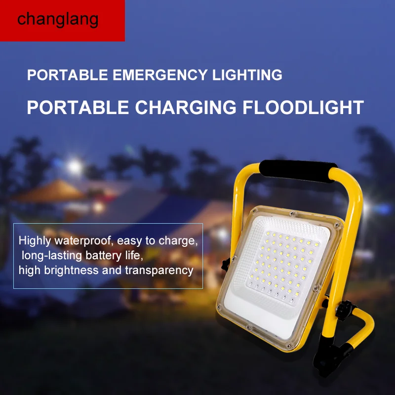 50W 100W LED Rechargeable Floodlight Waterproof Outdoor Emergency Lamps Battery Powered Spotlight Portable flash Searchlight