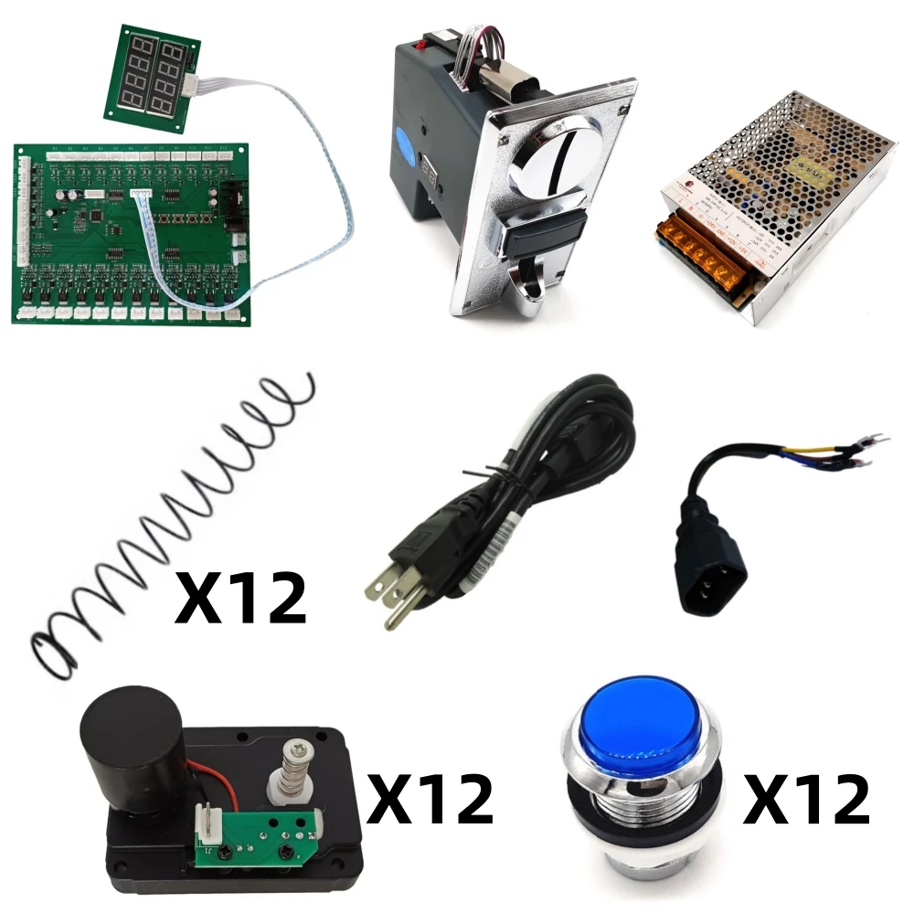 Kit of Coin Operated Vending Machine JY-12 Sensor Pulse Control 1-12 Channel Control Board PCB with Spring