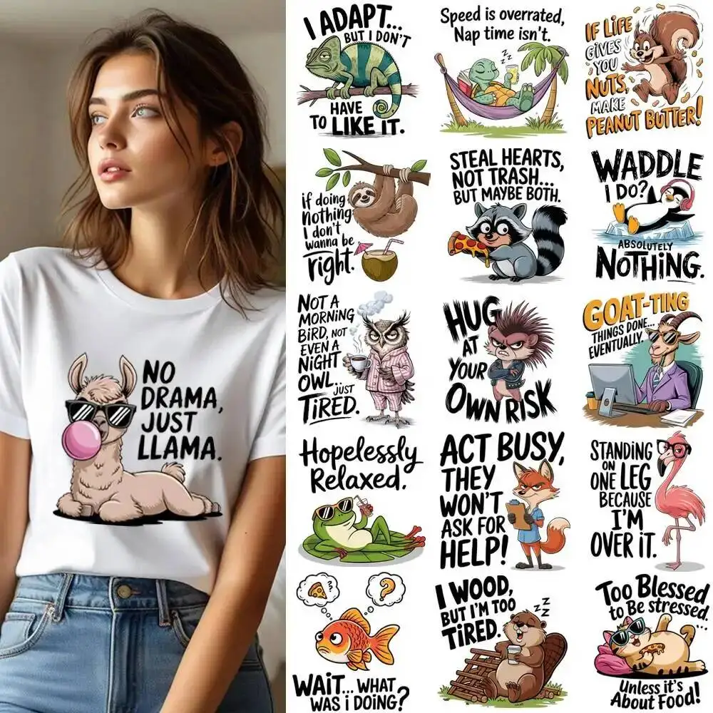 25cm créatif pingouin poisson rouge lettre fer sur transfert de chaleur autocollant DTF fer sur transfert patchs pour vêtements T-shirt Applique