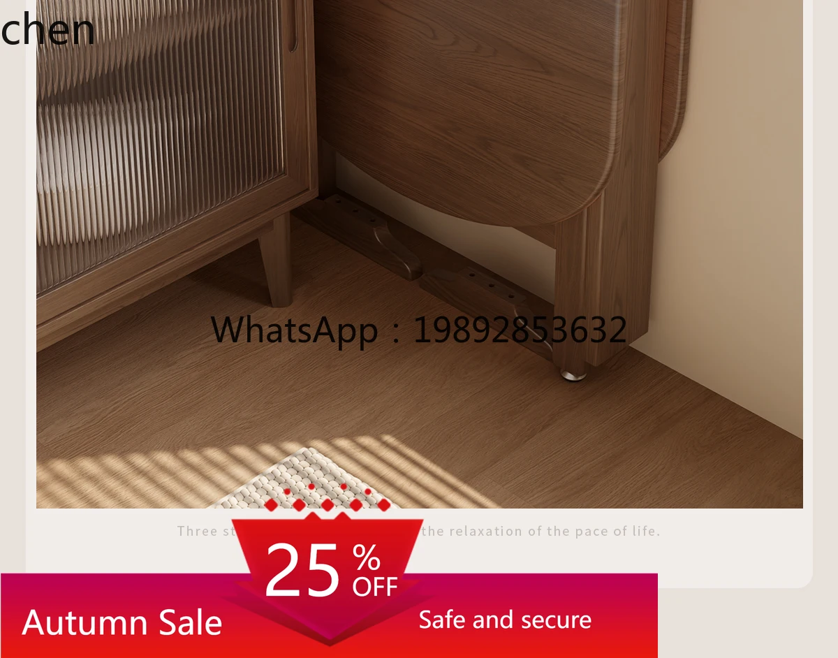 

Solid Wood Foldable Round Table for Home Use in Small Apartments Dining Table
