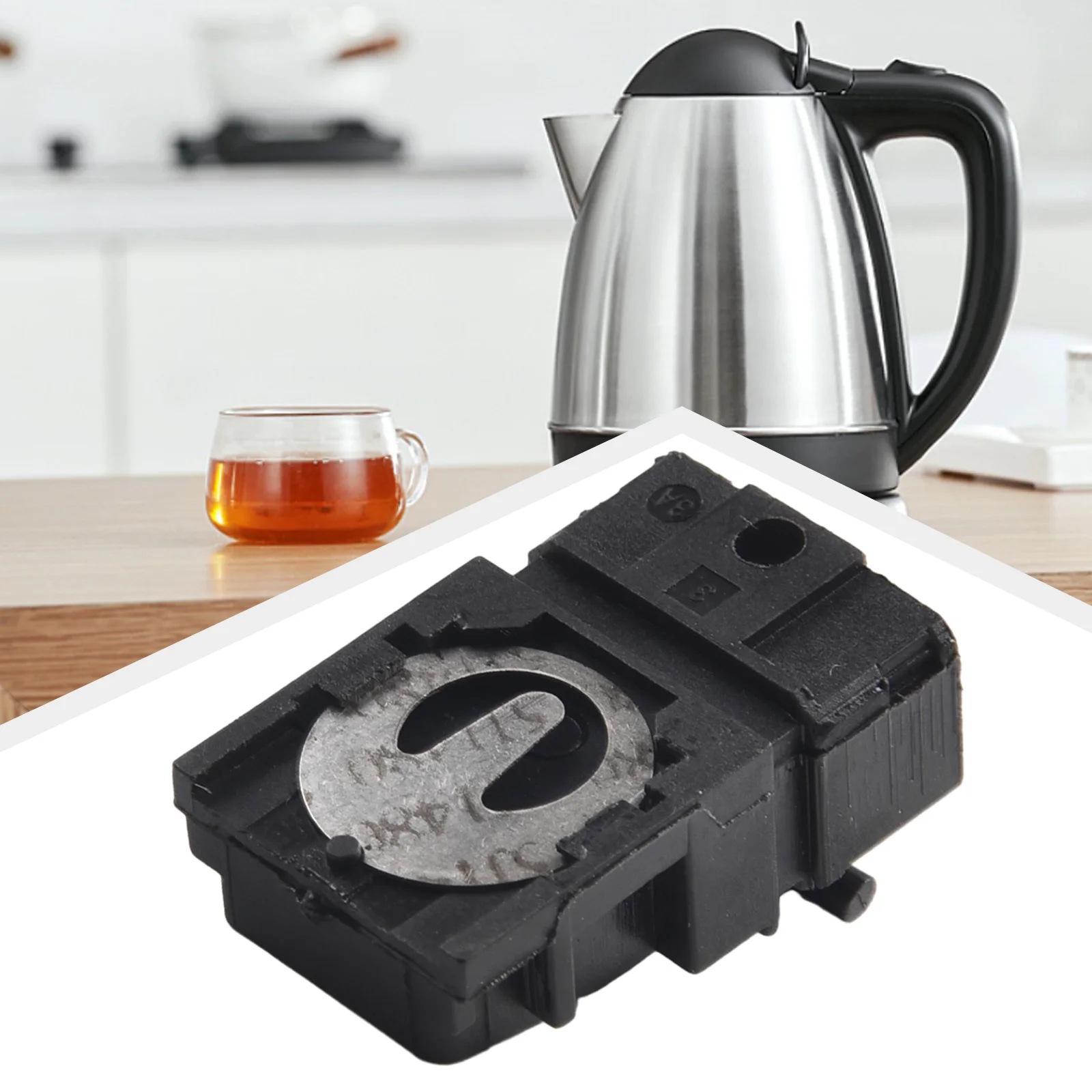 Interruptor de botón del termostato, accesorios de 100-240V, piezas de Hervidor eléctrico negro, plástico y Metal T125, 100 grados Celsius