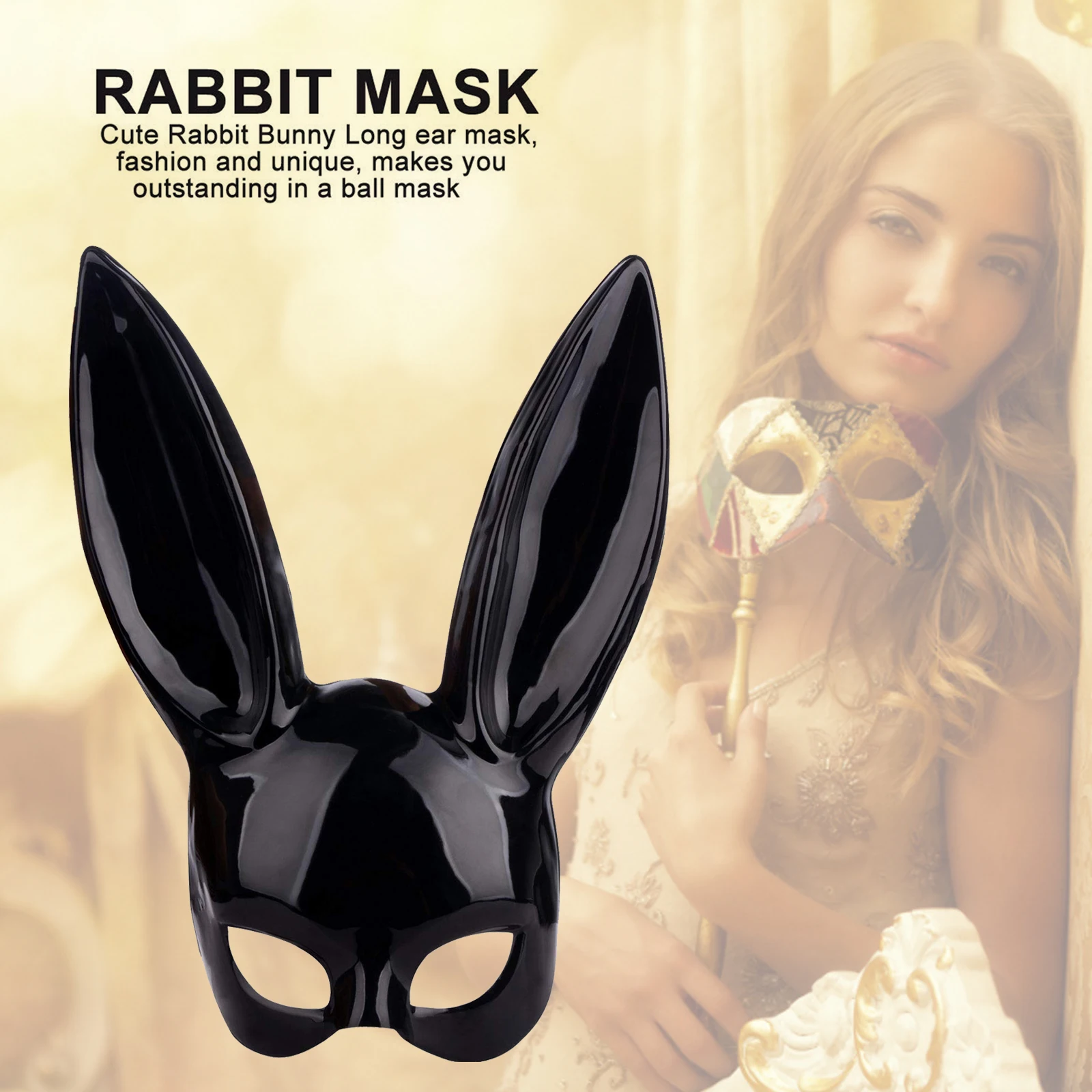 Black Bunny Ear Rabbit Mask Women Masquerade Anime Cosplay Full Face Headwear Easter Halloween Eve Event Accessories