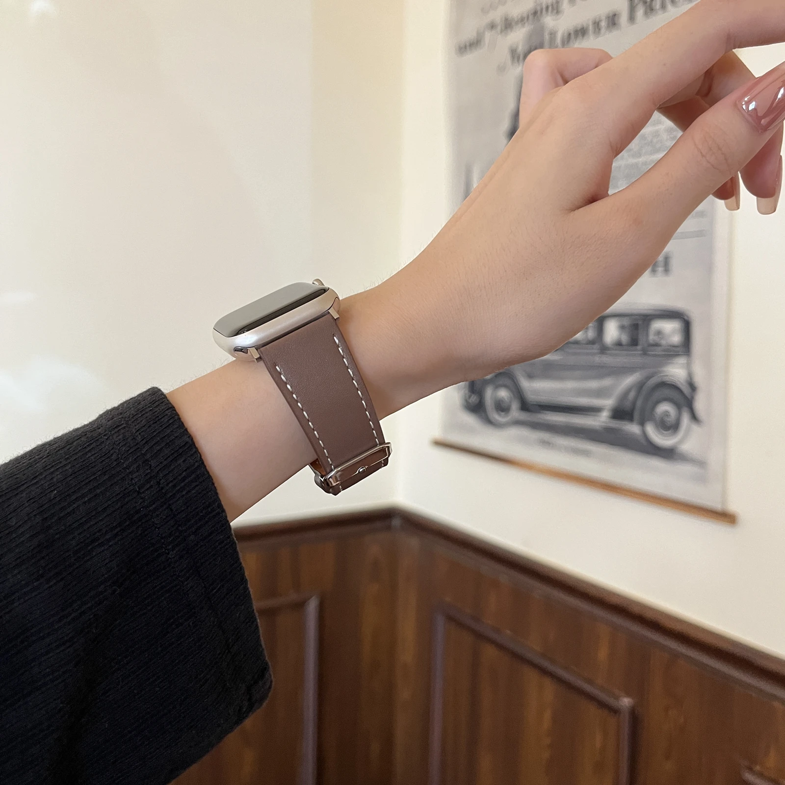 Retro strap for Apple Watch band series Ultra 10/9/8/7/6/5/4/3/2/1 SE leather strap 38mm 40mm 41mm 42mm 44mm 45mm