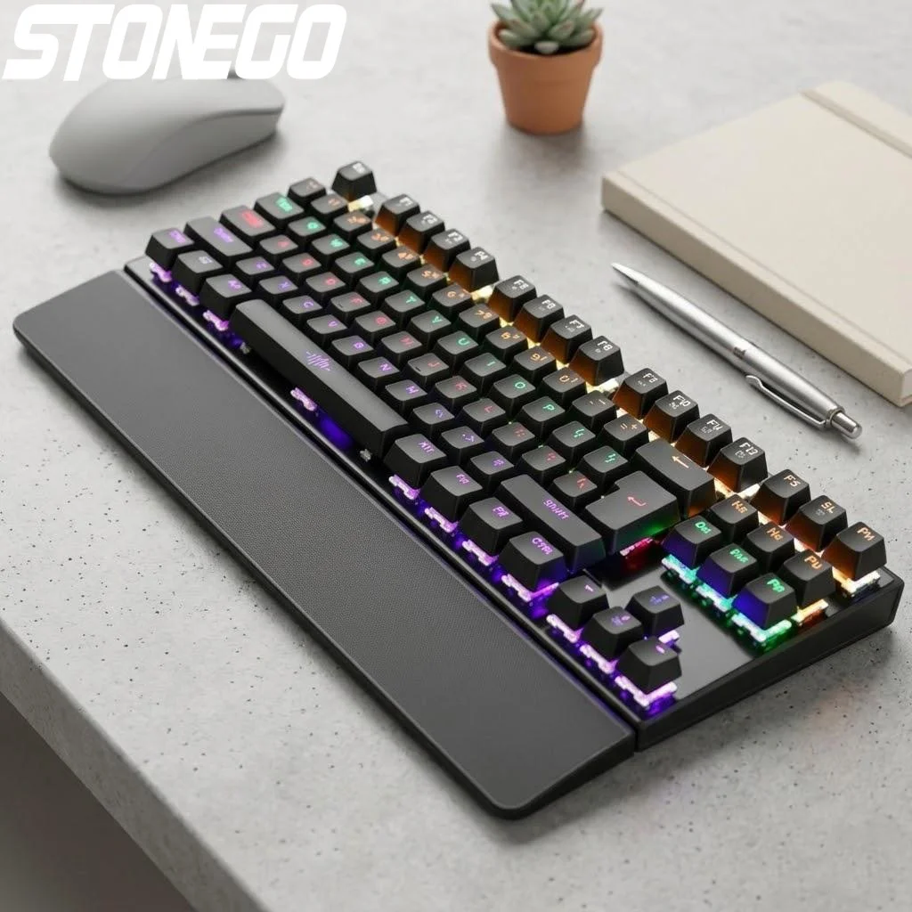 

Проводная механическая игровая клавиатура с подсветкой, 26 клавиш, защита от фантомных нажатий, цветная LED-подсветка, USB-клавиатура для геймеров