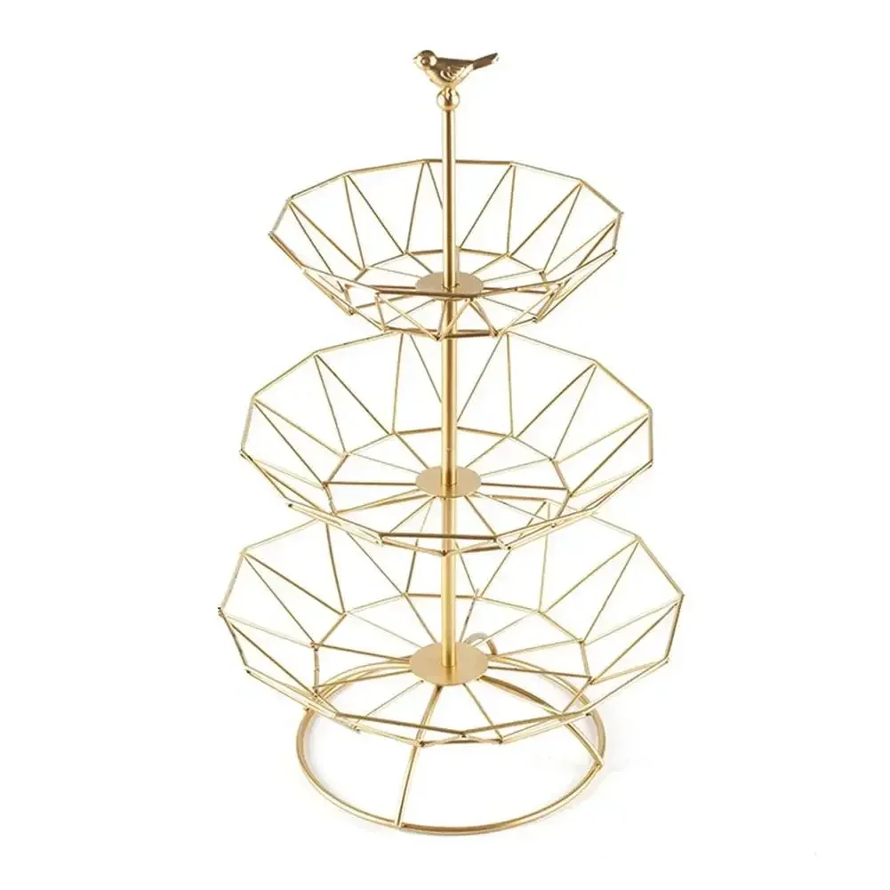 

Iron Fruit Basket Stand 3 Tier Fruit Plate Cake Plate Dessert Snacks Plate Compote Vegetables Snacks Storage Tray Stand