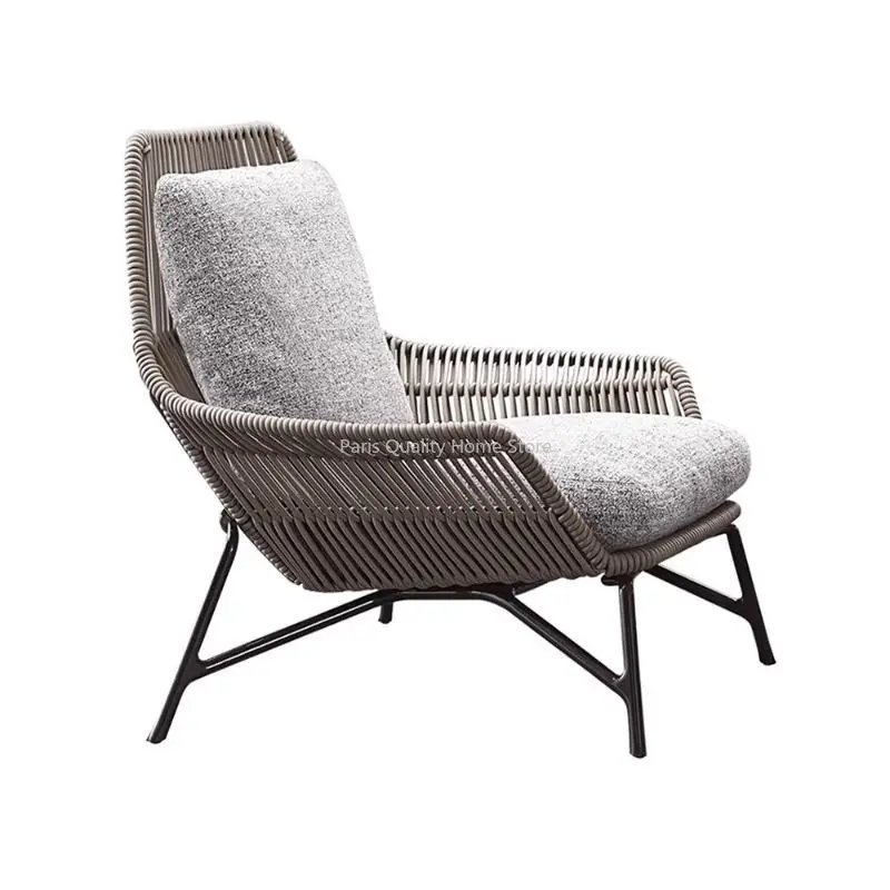 Nordic Outdoor Balkon Rattan Stuhl Villa Hof Garten Sonnenschutz Outdoor Freizeit Faul Seil Gewebt Sofa Stuhl