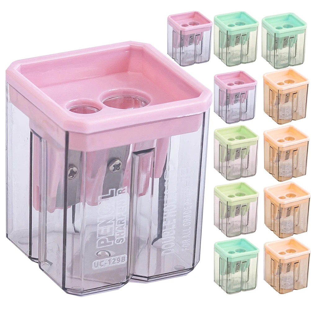 

12pcs Transparent Manual Pencil Sharpeners Portable Student Handheld Sharpener Multi-Functional Plastic Sharpening Tool For Kids