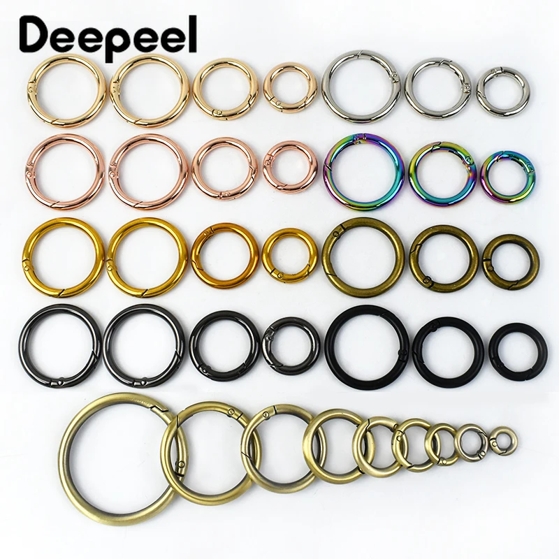 20Pcs 10-50mm Metal O Ring Spring Openable Buckles Carabiner for Handbag Straps Keychain Dog Collar Snap Hooks DIY Accessories