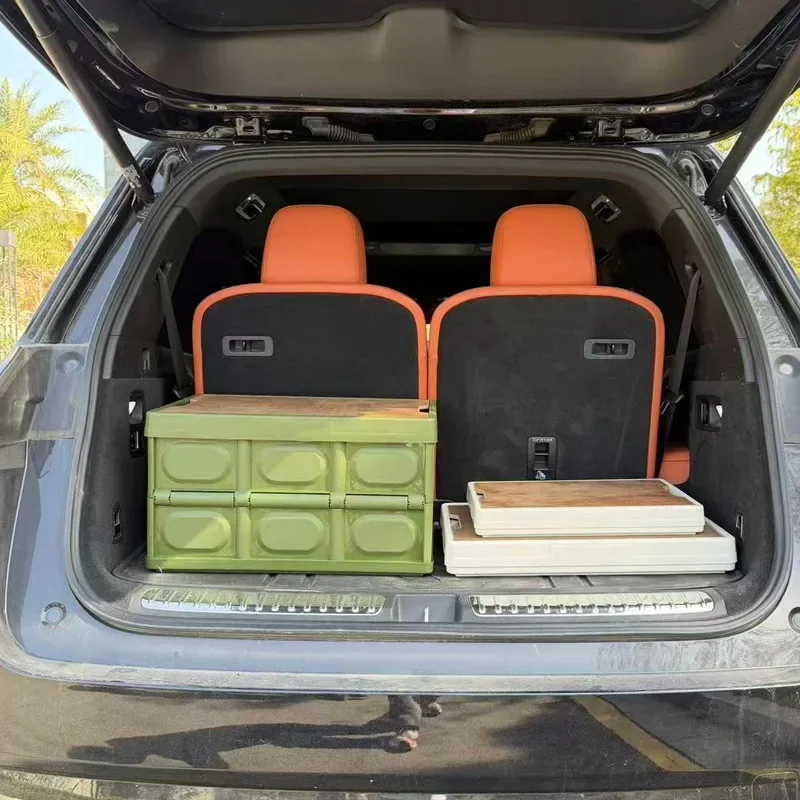 

1 Outdoor Camping Storage Box with Lid, Multi-Purpose Large Capacity Car Trunk Organizer, Portable Stall Sorting Box, Suitable F