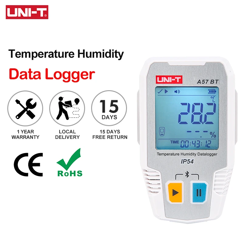 UNI-T A56 BT Temperature Humidity Data Logger A57 BT Bluetooth Outdoor Indoor Thermometer Digital 64000 Sets of Data Storage