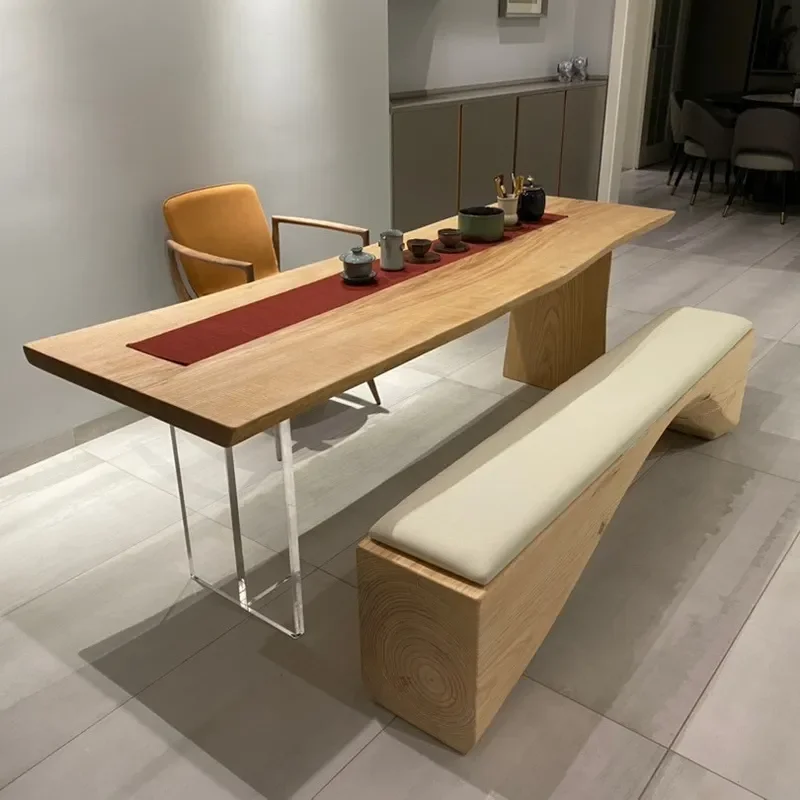 North American Ash Wood Large Board Table Acrylic Suspended Dining Table Simple Double Parcel Desk Worktable Tea Table Wabi