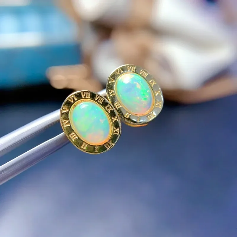 100% Natural Opal Earrings 5x7mm 100% Real Australia Opal Earrings Fashion 925 Silver Opal Jewelry