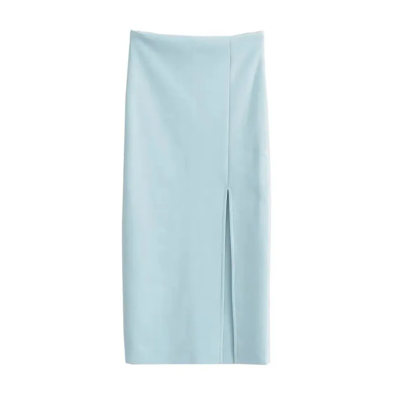 Zomer Nieuwe Hoge Taille Zijsplit Lange Rok Vrouwen Bodycon A-lijn Rok Ele Ladylike Sle Sexy Katoen Busin Casual