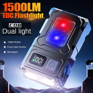 Mini Portable Flashlight 1500Lumens Super Bright LED Torch USB Rechargeable Multifunctional Camping Emergency Lantern