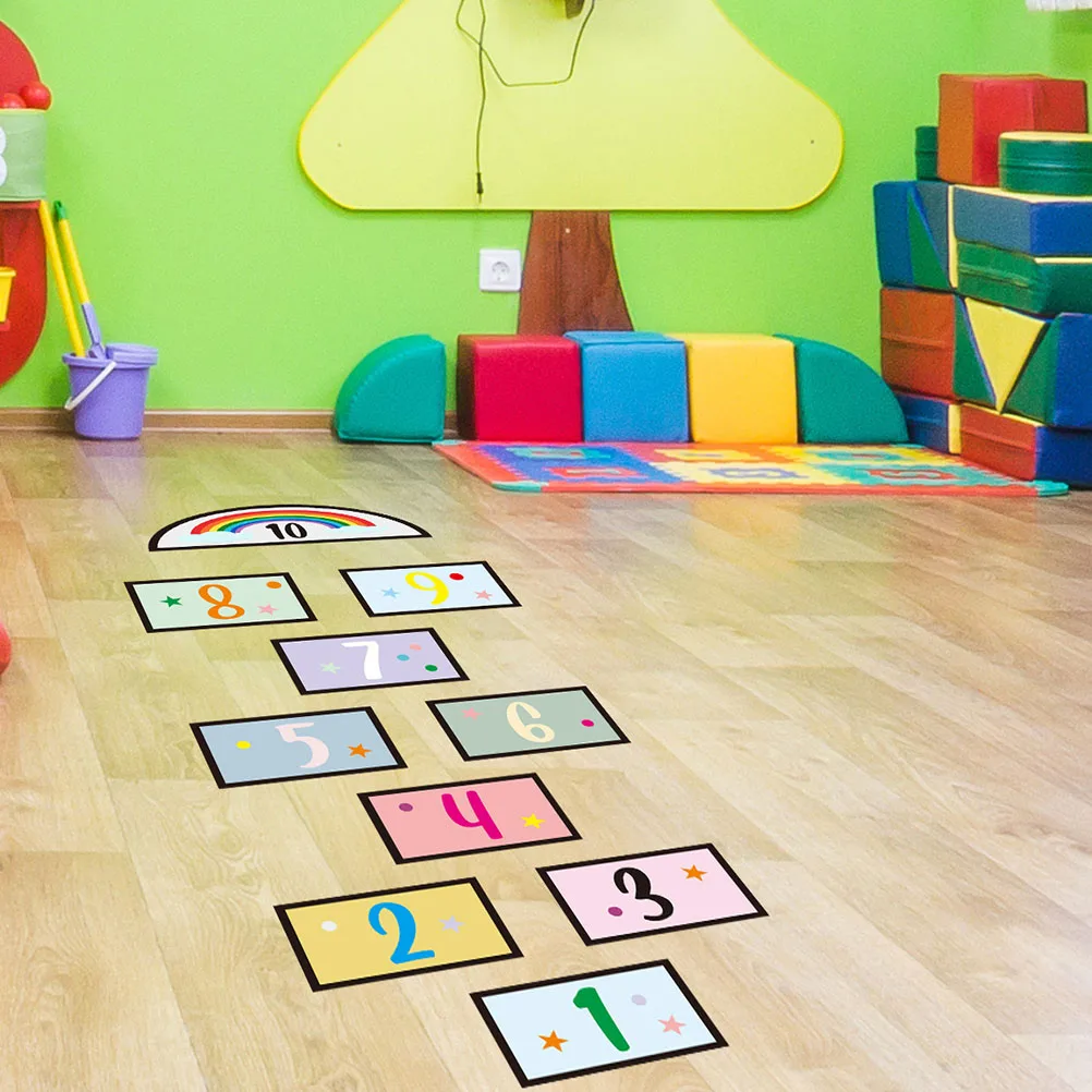 Numéros sauter à la grille salle de jeu stickers muraux enfant sol autocollant pour enfants autocollants couleur jeu pour enfants salle de classe