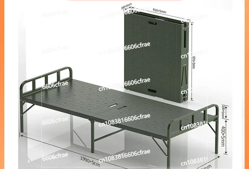 Steel-plastic Camp  Army Green Portable Nap Bed Blow Molding Single Bed Escort Lunch Break Bed Folding