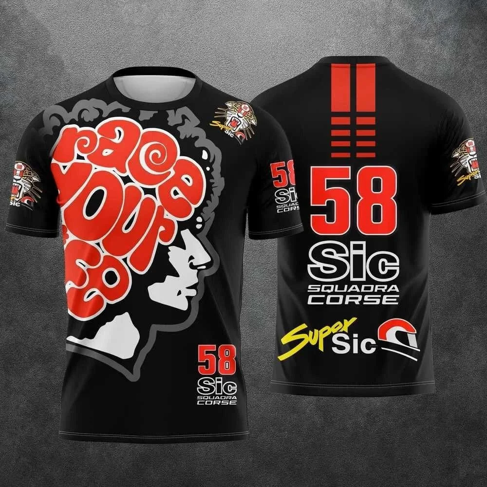 2026 Super Sic #58 Marco Simoncelli Motorcycle Print Short Sleeve Parent Kids Motorbike Casual Summer T Shirts Family Matching