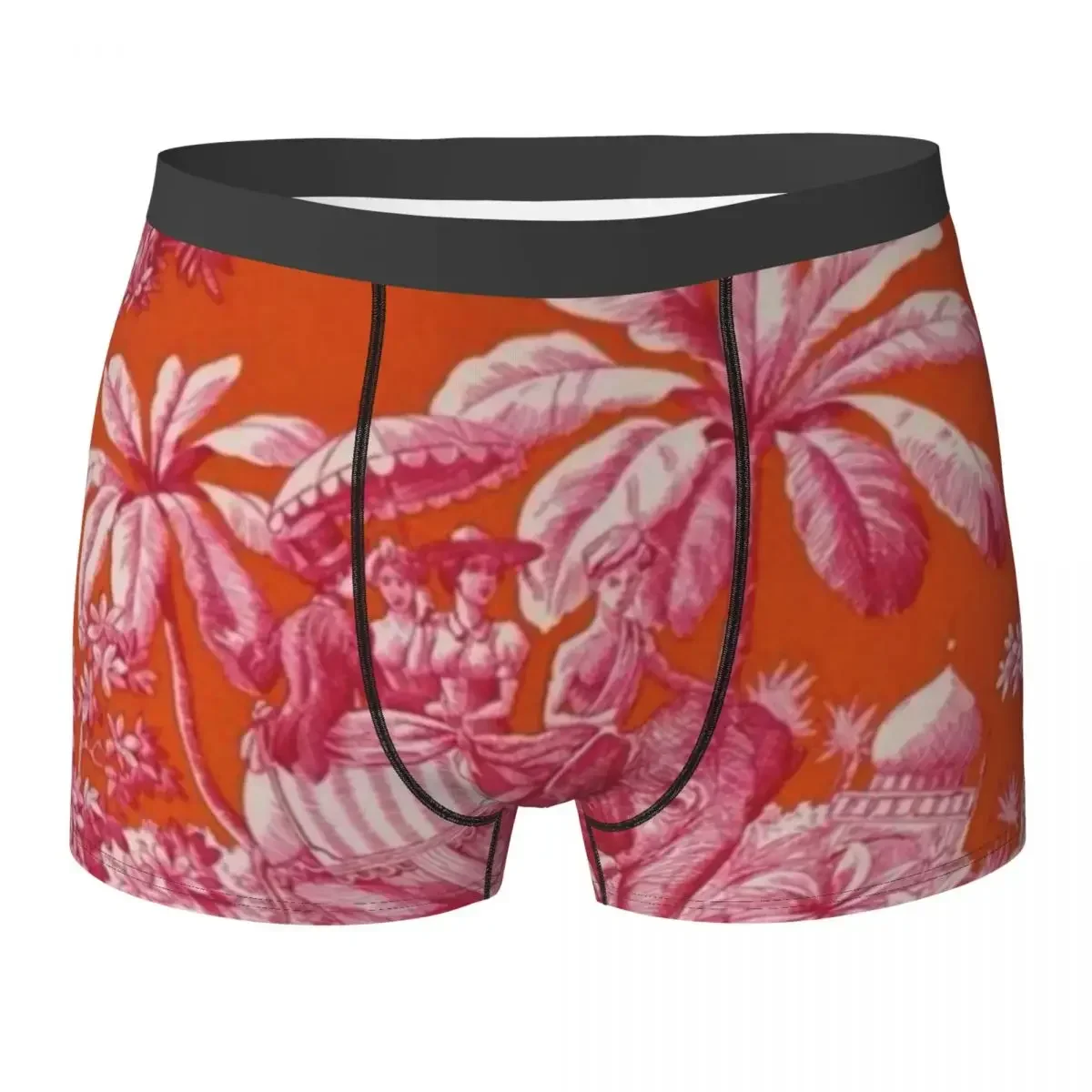 Boxer Underpants Shorts Toile De Jouy - Pink And Orange Panties Men Ventilate Underwear for Homme Man Boyfriend Gift