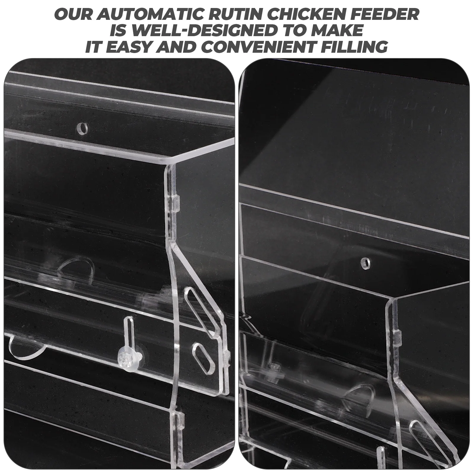 

Automatic Rutin Chicken Feeder Acrylic Clear Food Holder Durable Easy Clean Multi Use Poultry Parrot Bird Feeding Trough Pet