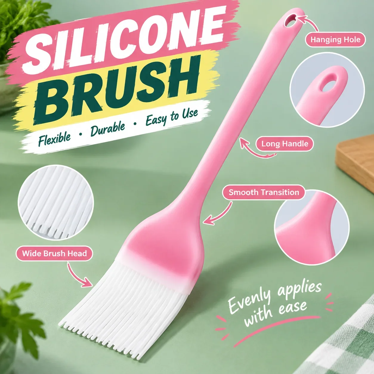 Silicone Basting Brush Upgrade Heat Resistant Pastry Brush Oil Brush For BBQ Cooking Baking And Grilling