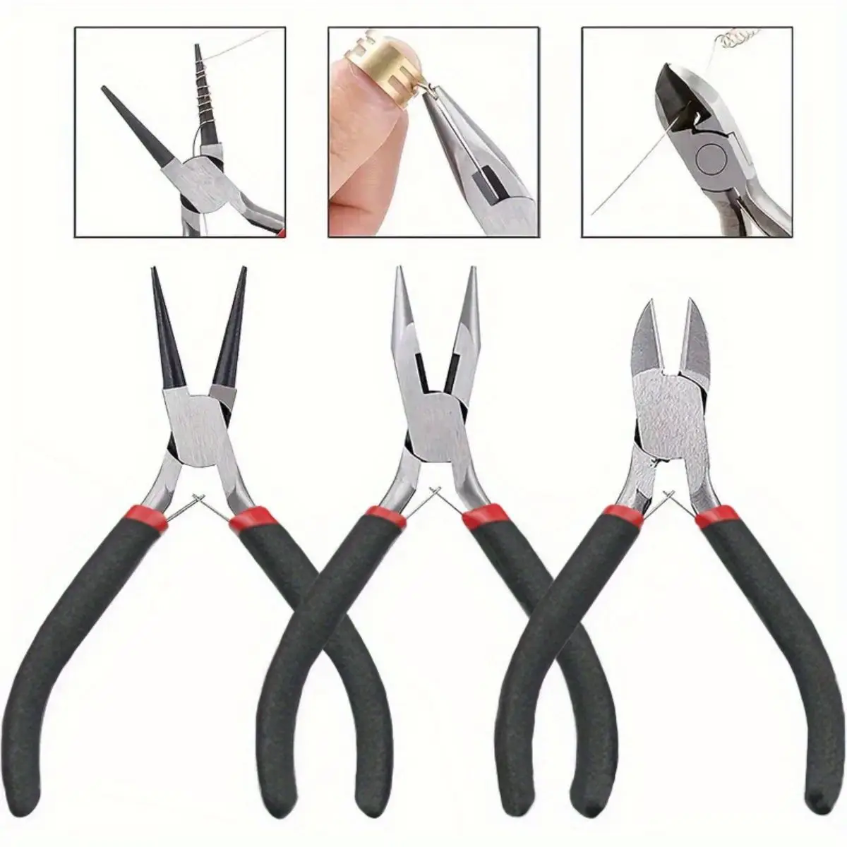 Juego de accesorios para hacer joyería profesional, alicates, tijeras, pinzas, pasador, anillo de salto, herramienta para pulsera, collar,