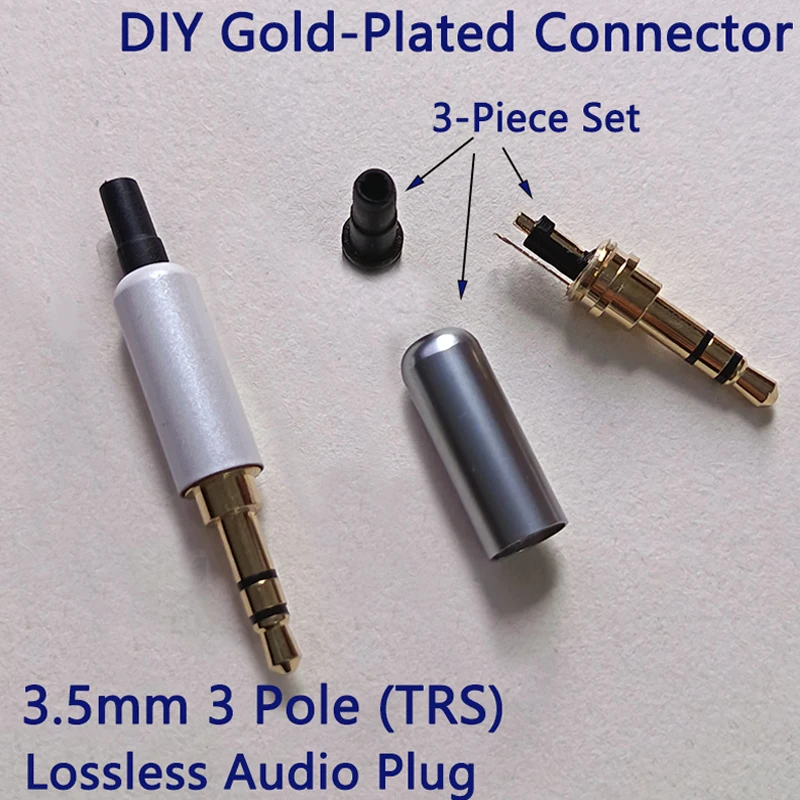 1/3/5 Sets Gold-Plated 3.5mm Stereo Headphone Plug 3 Pole / 4 Pole TRS TRRS Audio Jack Connector for DIY Headphone Repair view 3
