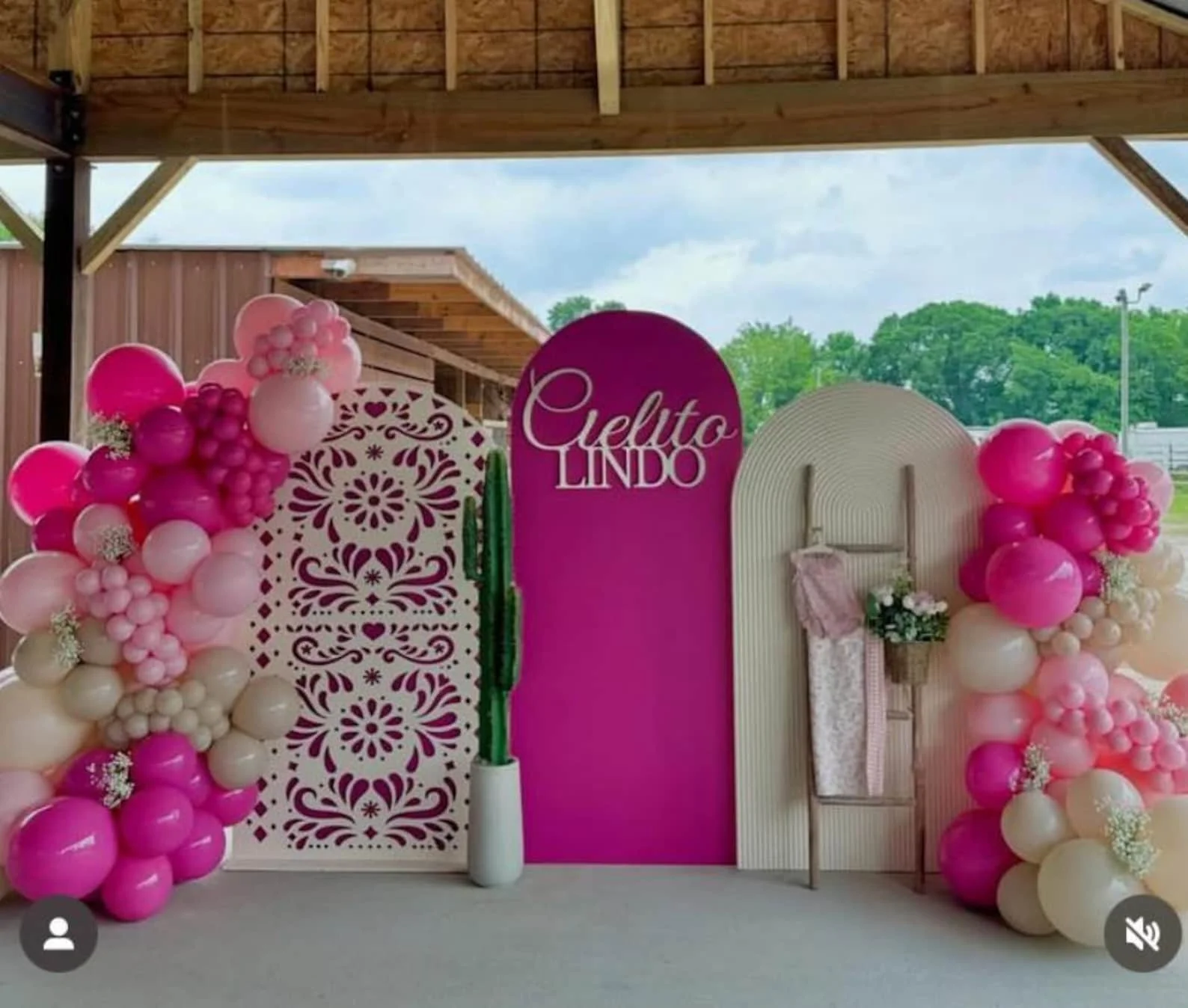 Mehofond Custom 2-Sided Fushia Pink Mexican Fiesta Cielito Lindo Birthday Party Bride Shower Cover Chiara Arch Decor Backdrop