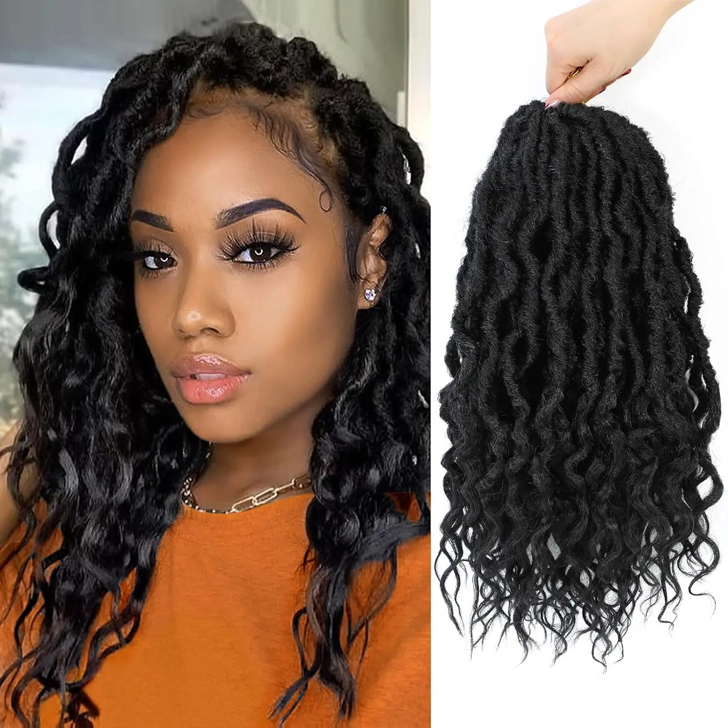 

Sambraid Faux Locs Crochet Hair Goddess Locs for Women Soft Crochet Braids with Wavy Curly Ends Boho Synthetic Braids Extensions