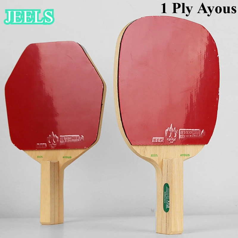 jeels-green-hippo-table-tennis-finished-racket-japanese-style-hexagonal-square-1-ply-ayous-enhanced-elasticity-ping-pong-racket