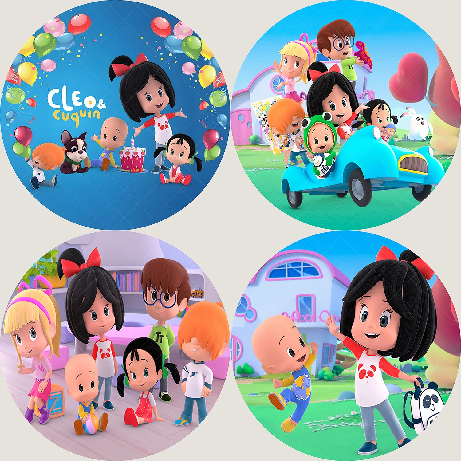 Round Cleo and Cuquin Backdrop Kids Birthday Party Baby Shower Photography Background Circle Banner Decoration Props