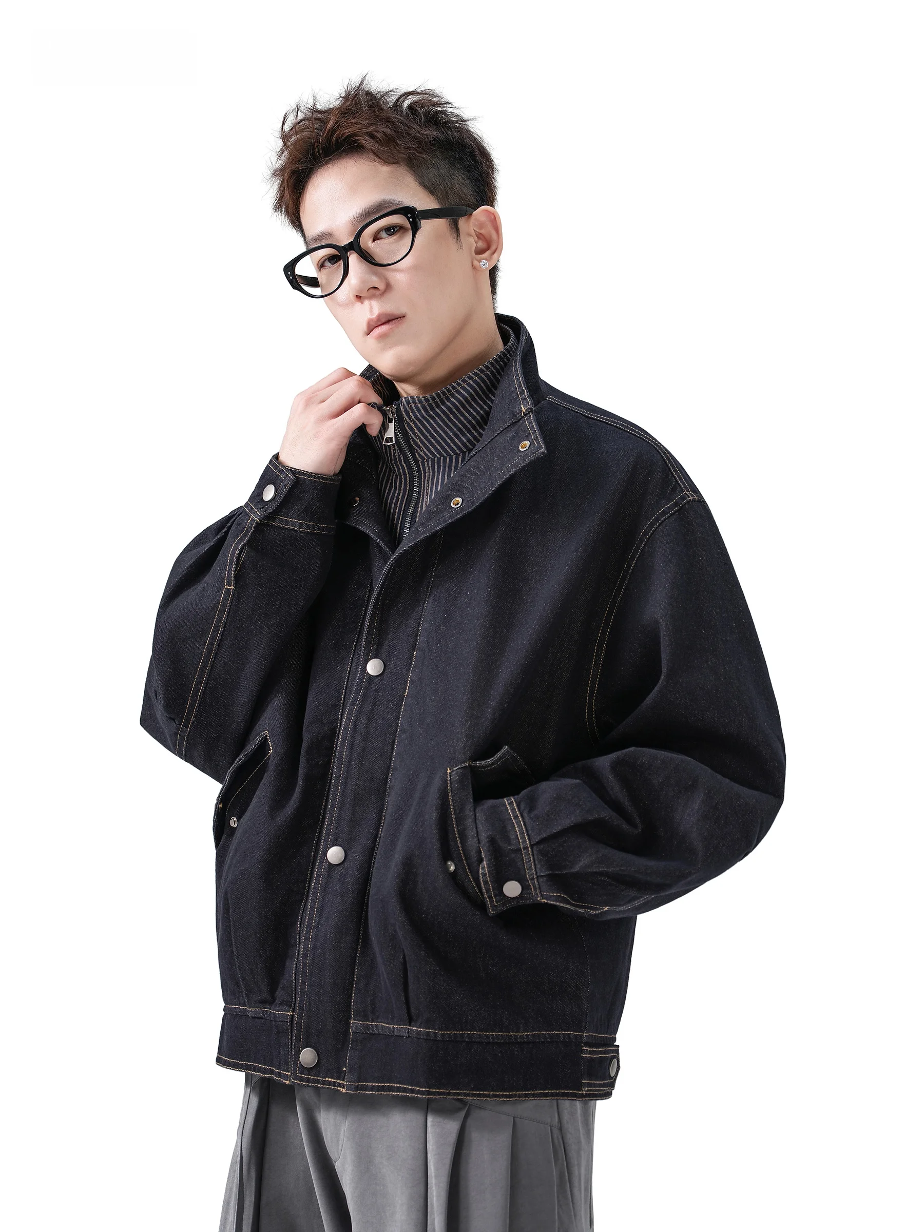 Retro Denim Men's Women's Workwear Jacket Autumn New Design American Style Loose Fit Jeans Jacket with Pockets No Filling