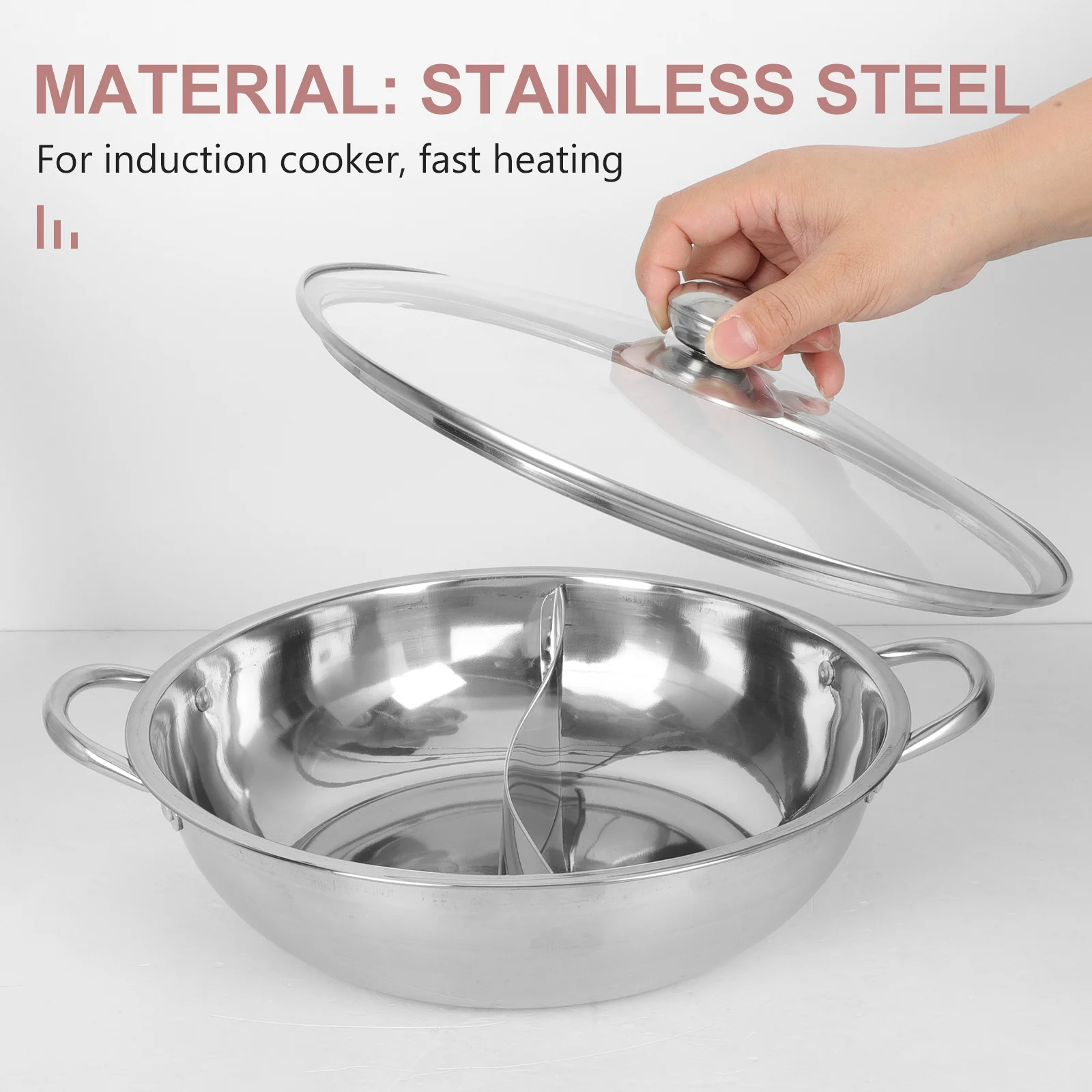 

1 комплект, двойная кастрюля с двумя вкусами, утолщенная кастрюля для супа из нержавеющей стали с ручками, практичные кухонные аксессуары, газовая плита для приготовления пищи