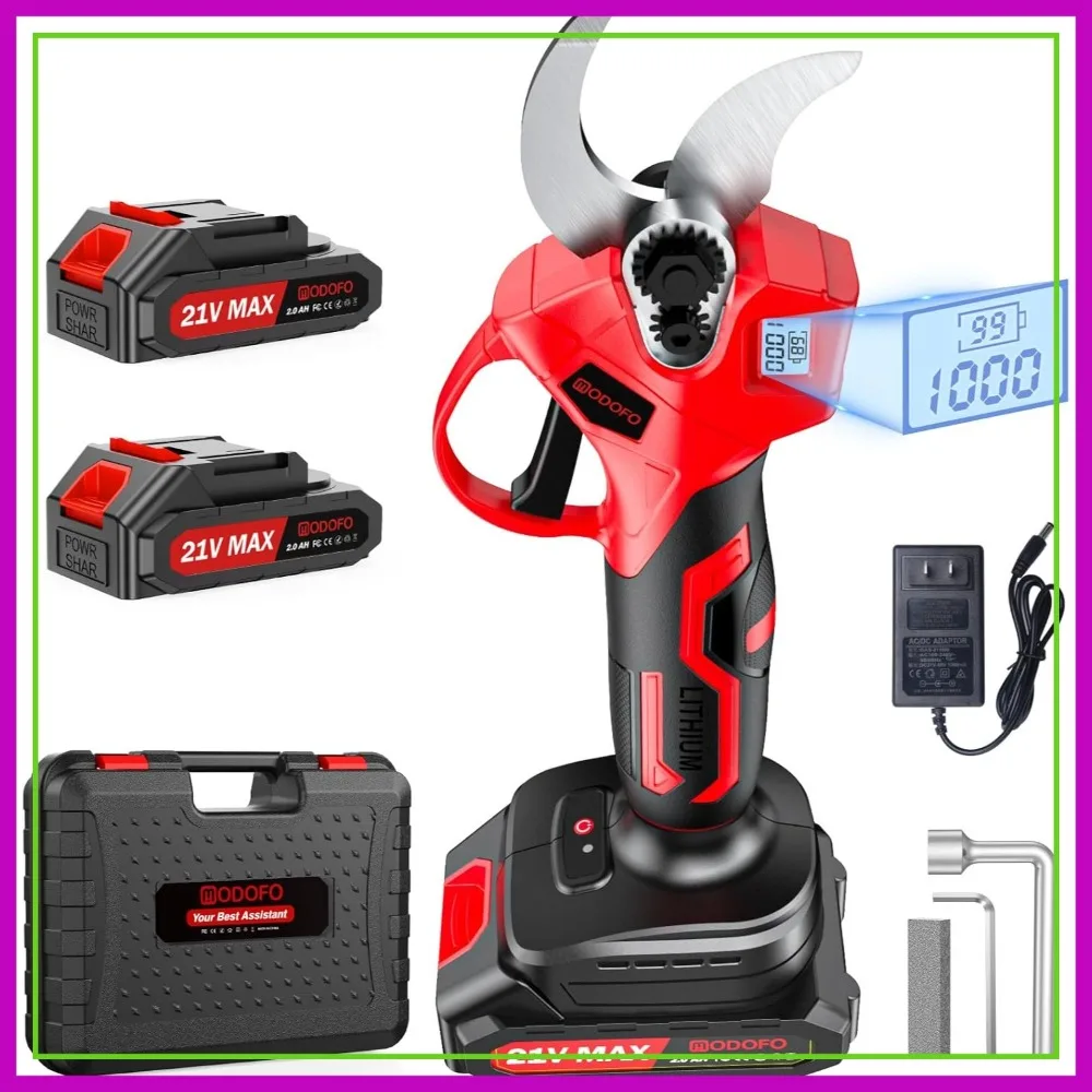 

Upgraded Electric Pruning Shears, 1.4" Cut Cordless Pruner with LCD, Brushless Motor, 2000mAh*2 Batteries for Garden Tree Branch