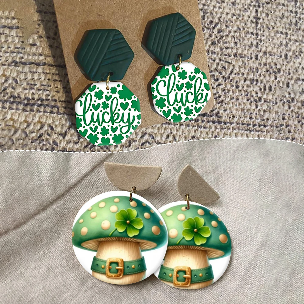 Shamrock Heart Water Transfer Paper , Lucky Clover Decal Sheets for Polymer Clay Earrings Crafts Making