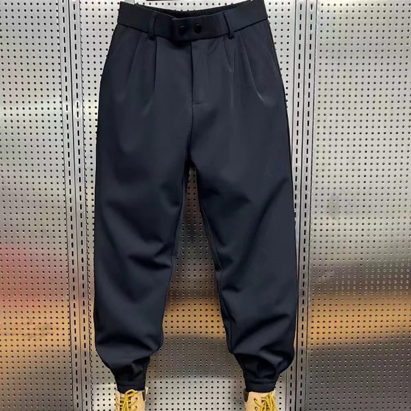 2023 Spring Autumn Korean Style Vintage Loose Long Pants Man Chic Solid Color Casual Trousers Fashion Style Casual Male Clothes