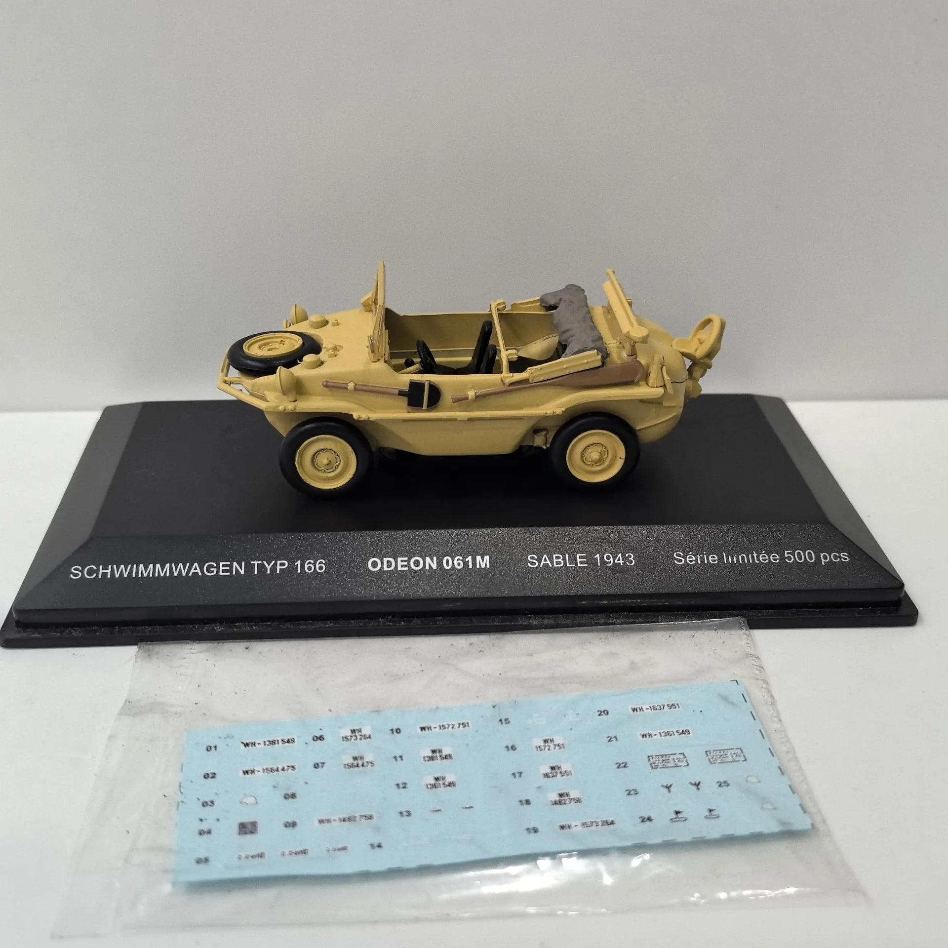 Box Old Diecast ODEON 1/43 Scale VW SCHWIMMWAGEN TYP 166 1943 Amphibious Car Alloy Car Model