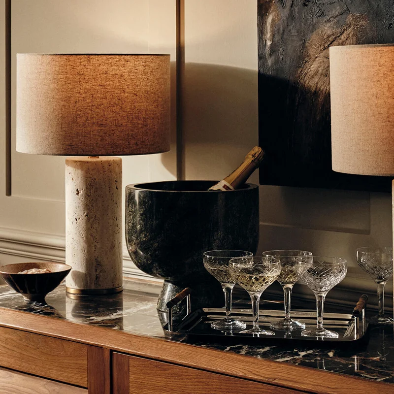 French natural marble ice bucket designer villa restaurant bar red wine champagne tube creative vase decoration