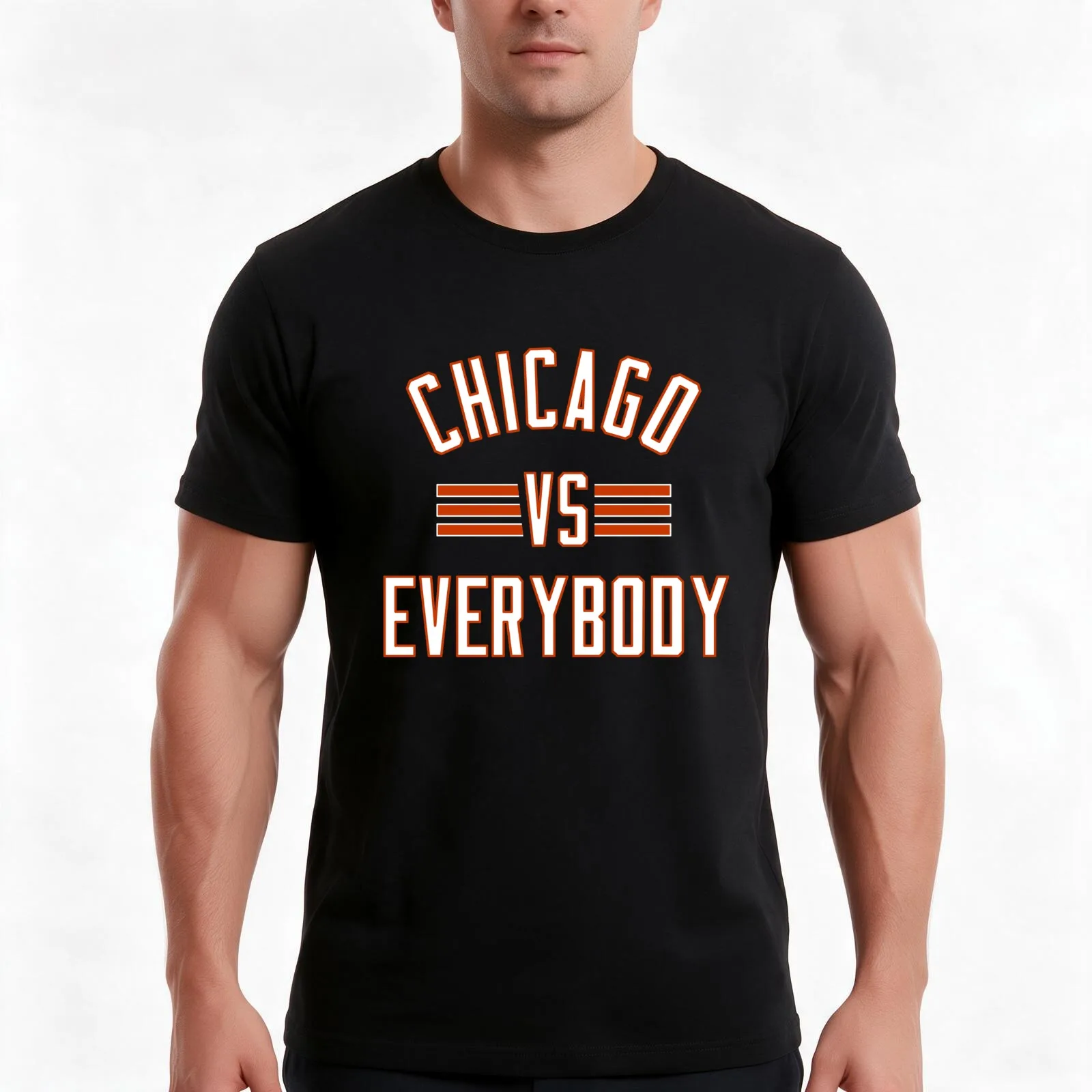 CHICAGO -VS- EVERYBODY T-Shirt, Summer Casual Cotton Tee, Oversized Streetwear Tops, Vintage Graphic Print, Unisex Men Women