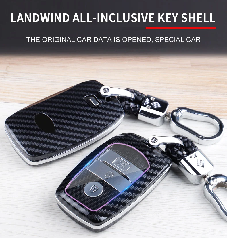 1PCS Premium Full Enclosed Protective Key Shell Case for LANDWIND Car Keys with Carbon Fiber Texture and All-Inclusive Design