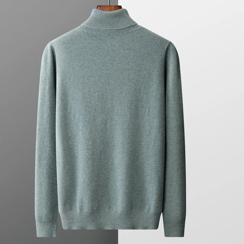 Autunno e inverno nuovo 100% lana merino pullover maglione di cachemire a collo alto da uomo addensato caldo sciolto tinta unita top