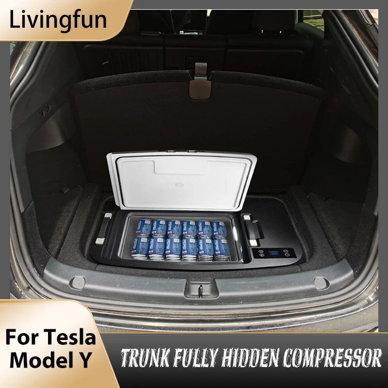 For Tesla Model Y Car Refrigerator 35L Trunk Fully Hidden Compressor Cooling Box Tesla Model Y 2020-2022 2023 Accessories