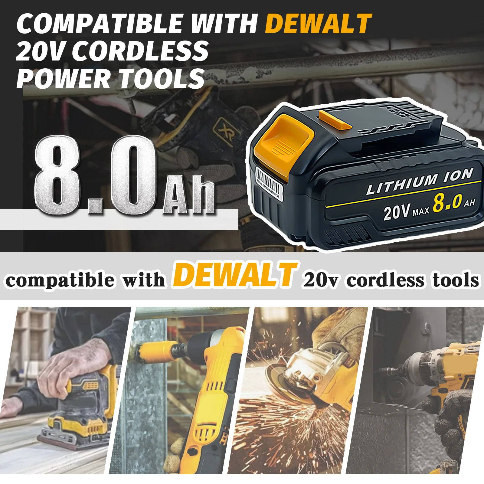 2 Pack DCB206 Batteries for Dewalt 20V Batteries for DCD/DCF/DCG for Dewalt 20 Volt Series Cordless Power Tools