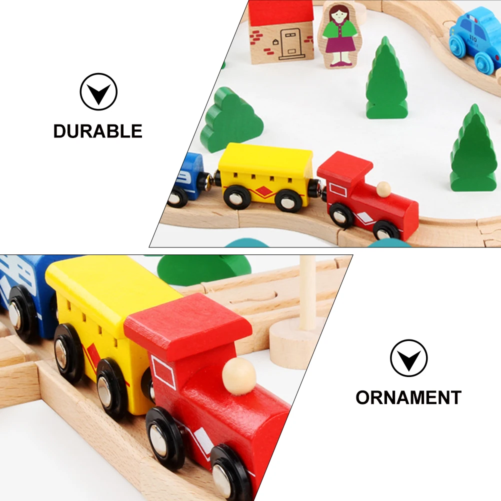 

Wooden Track Toy Cartoon Three Section Wood Toys Puzzle Toy Kids Educational Plaything Non Remote Vehicle