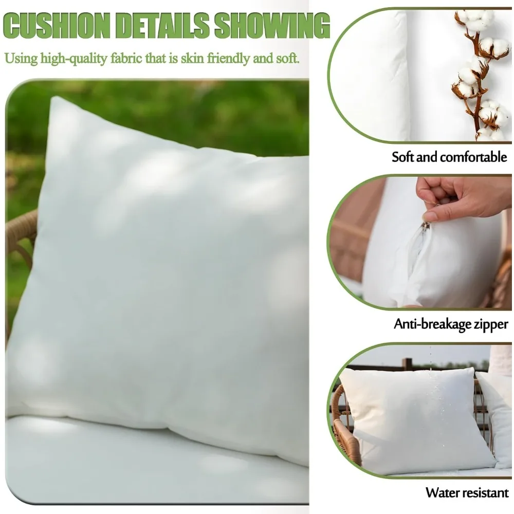 3-teiliges böhmisches Outdoor-Rattan-Terrassenmöbel-Set mit Korbstühlen und Couchtisch