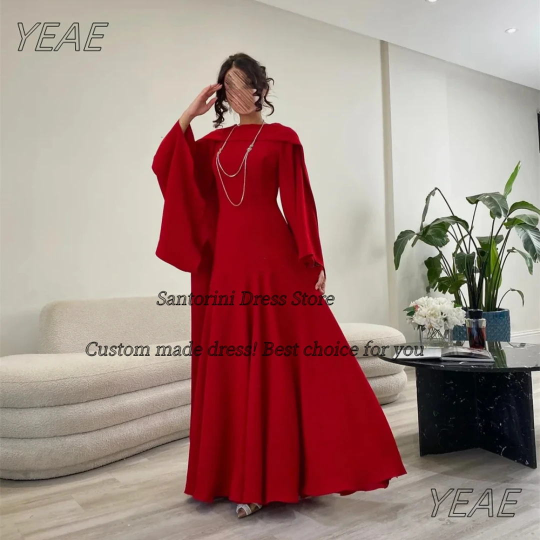 

Santorini Customized Saudi Arabia Evening Dresses Long Sleeves Zipper Back Formal Occasion Dress Shawls Birthday Party Gowns