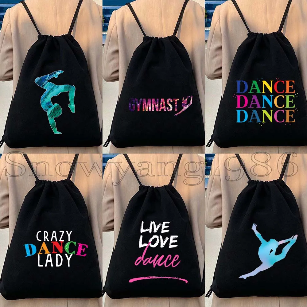 Gymnast Yoga Dance Collage Ballet Dancer Cute Gifts Gymnastics Girl Drawstring Bags Soccer Backpack Gym Yoga Sackpack String Bag