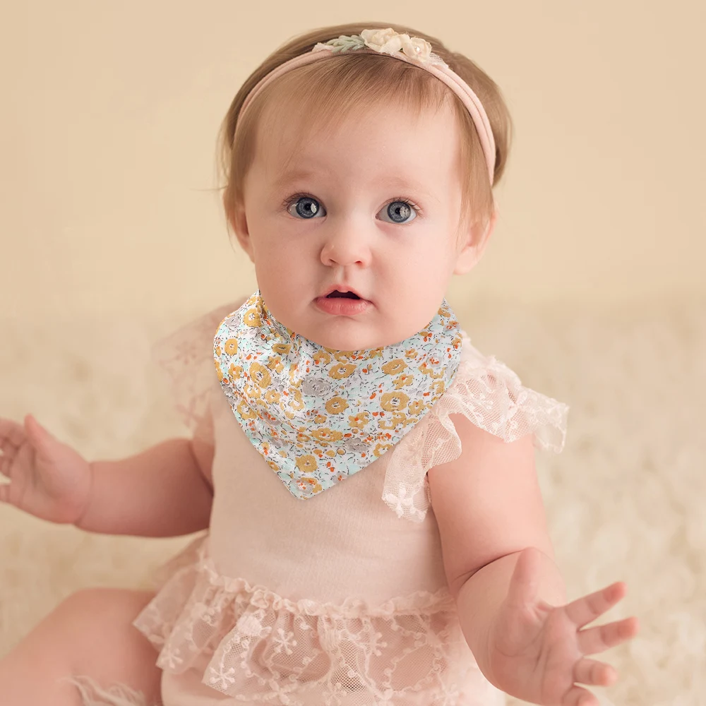 10 قطعة/الوحدة لون عشوائي إرسال Pringting زهرة المرايل آمنة القطن لعابه منشفة الرضع طفل القماش منديل حماية