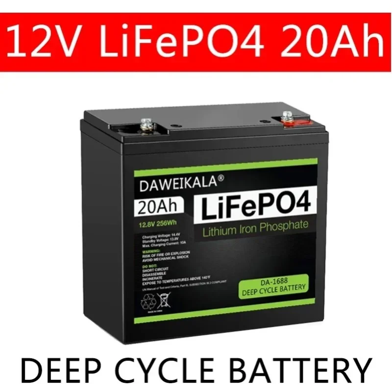 Akumulator litowo-żelazowo-fosforanowy LiFePo4 12V 20Ah, akumulator wielokrotnego ładowania 12V LiFePo4, odpowiedni do hulajnóg dziecięcych, silników łodzi, kamperów, motocykli elektrycznych, — 2