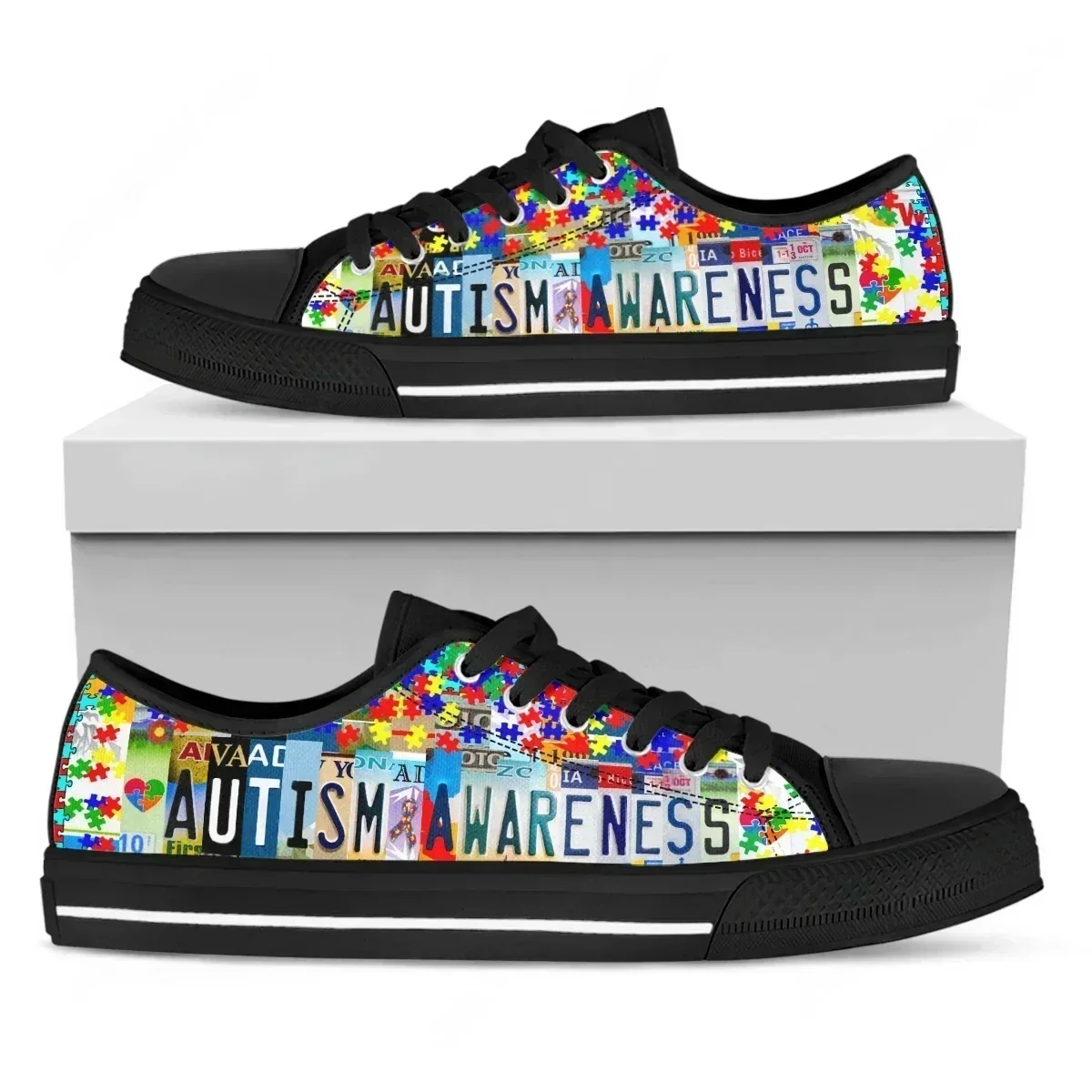 

Женские кеды с принтом на тему аутизма, красочные повседневные кеды, модные студенческие кроссовки, нескользящая удобная обувь